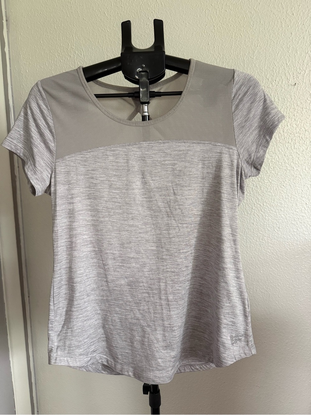 Reebok Light Gray Short Sleeve Mesh Yoke Tee